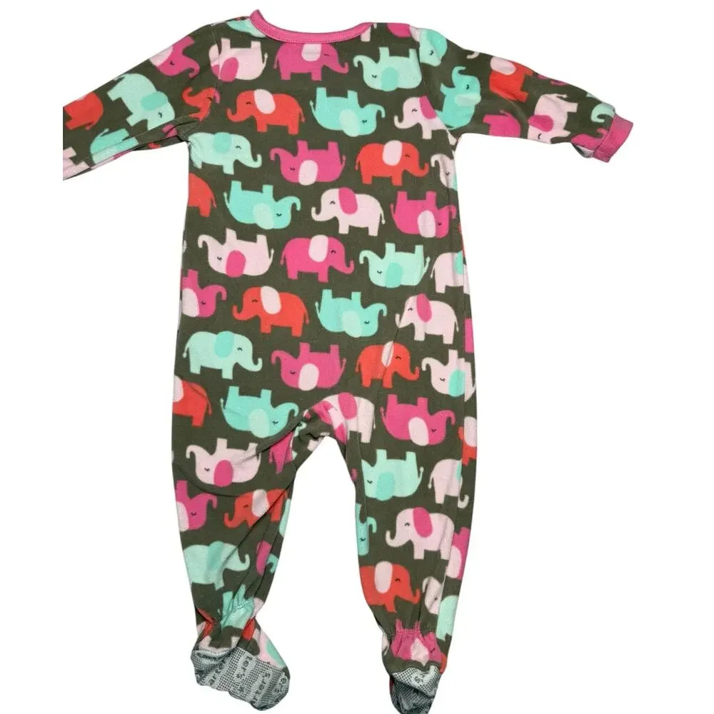 Carters Sleeper Pajama Bundle Girls Fleece Elephant Fox 12 Months